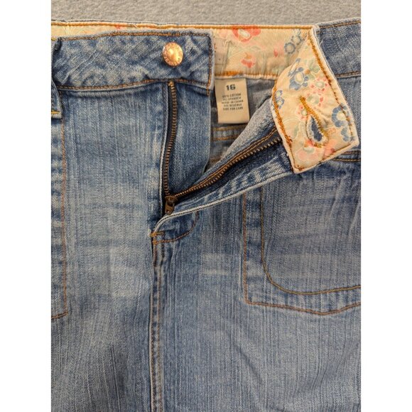 Zana Di Jeans Skirt Size 16 Blue Whiskers Flap Pockets Mini Pencile - Picture 12 of 13